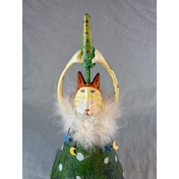 Krinkles Cat Holding Christmas Tree 10" Figurine by Patience Brewster Dept 56 - Picture 2 of 9